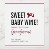 妊娠ベビー発表の祖父母 ワインラベル (シングルラベル)