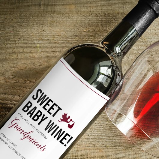 妊娠ベビー発表の祖父母 ワインラベル