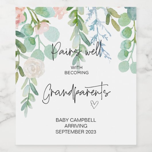 妊娠ベビー発表祖父母が勝つために ワインラベル (シングルラベル)