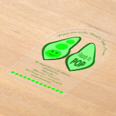 妊娠ポップ・アートの準備グリーンピーカスタムの赤ちゃんシャワー アクリル招待状 (レイダウン)