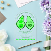 妊娠ポップ・アートの準備グリーンピーカスタムの赤ちゃんシャワー アクリル招待状 (インサイチュ (ウェディング))