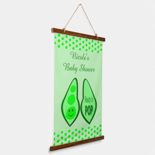 妊娠ポップ・アートの準備グリーンピーベイビーシャワーカスタム 吊り下げ型タペストリー (傾斜あり)