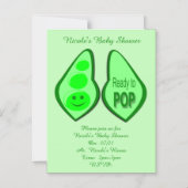 妊娠ポップ・アートの準備Green Pea Baby Shower マグネット招待状 (正面)