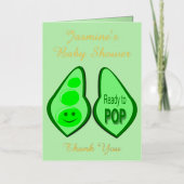 妊娠ポップ・アートの準備Green Pea Baby Shower 箔グリーティングカード (正面)