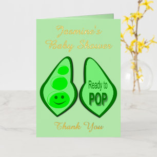 妊娠ポップ・アートの準備Green Pea Baby Shower 箔グリーティングカード