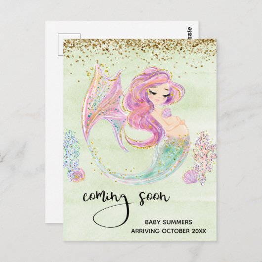 妊娠マーメイド来の発表 ポストカード (正面/裏面)