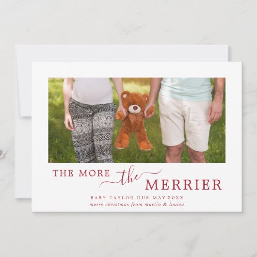 妊娠ミニマル写真を赤くメリーする シーズンカード (正面)