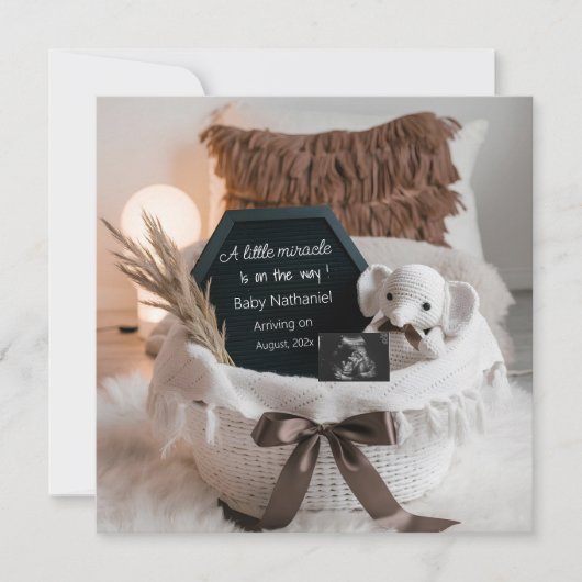 妊娠ミニマル男女兼用発表 招待状 (正面)