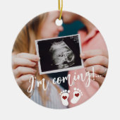 妊娠メリークリスマスベビー超音波写真 セラミックオーナメント (正面)