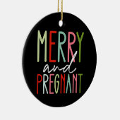 妊娠メリー妊娠クリスマス・ママ セラミックオーナメント (右)