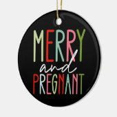 妊娠メリー妊娠クリスマス・ママ セラミックオーナメント (左)