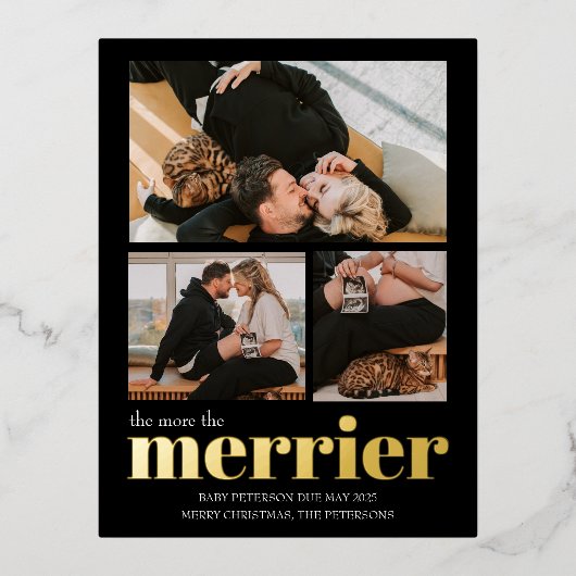 妊娠メリー発表のクリスマス 箔シーズンポストカード (正面)