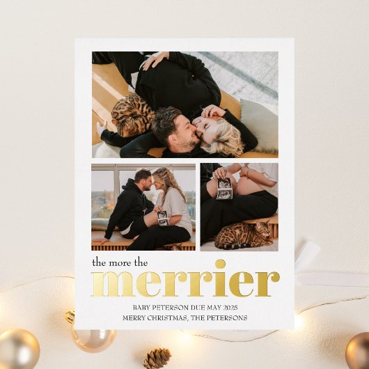 妊娠メリー発表のクリスマス 箔招待状ポストカード