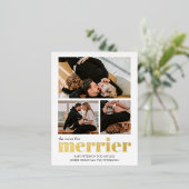 妊娠メリー発表のクリスマス 箔招待状ポストカード (立ち正面)