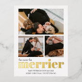 妊娠メリー発表のクリスマス 箔招待状ポストカード (正面)