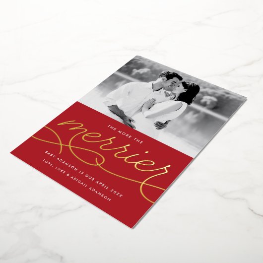 妊娠メリー発表ホイルホリデーカード 箔シーズンカード (回転した状態)