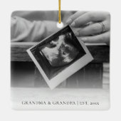 妊娠モダン予想ベビー超音波写真 セラミックオーナメント (裏面)