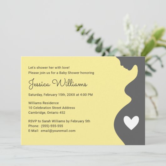 妊娠モダン女の赤ん男女兼用坊シャワー 招待状 (スタンド正面)