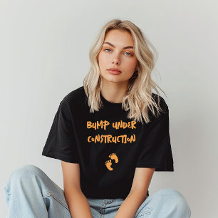 妊娠ユーモアのある指紋ブラック Tシャツ