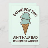 妊娠中に2人分食べるのは案外悪くないユーモアあふれるアイスクリーム 招待状 (正面/裏面)