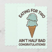 妊娠中に2人分食べるのは案外悪くないユーモアあふれるアイスクリーム 招待状 (正面/裏面)