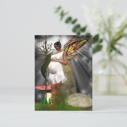 妊娠中のアフリカ系アメリカ人の妖精はがき 案内ポストカード (スタンド正面)
