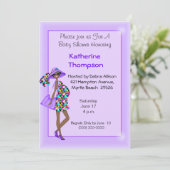 妊娠中のアフリカ系アメリカ人の母の赤ちゃんシャワー 招待状 (スタンド正面)