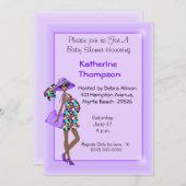 妊娠中のアフリカ系アメリカ人の母の赤ちゃんシャワー 招待状 (正面/裏面)