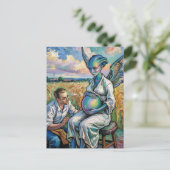 妊娠中のエイリアンと小麦の農家訪問 ポストカード (スタンド正面)