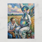 妊娠中のエイリアンと小麦の農家訪問 ポストカード (正面)