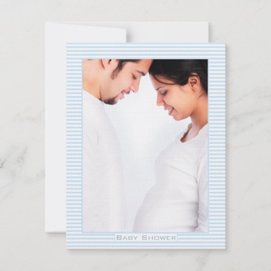 妊娠中のカップル写真男の赤ちゃんシャワー招待状 招待状 (正面)