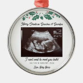 妊娠中のクリスマスツリーのデコ超音波家族 メタルオーナメント (正面)