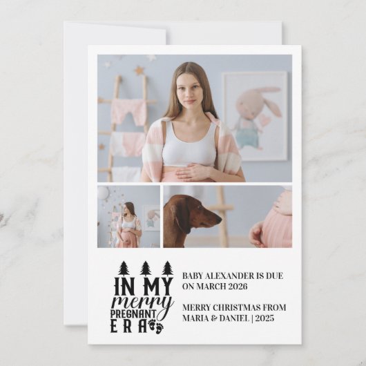 妊娠中のクリスマスメリーの3枚 シーズンカード (正面)