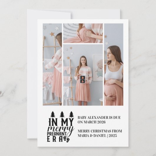 妊娠中のクリスマスメリーの4枚 シーズンカード (正面)