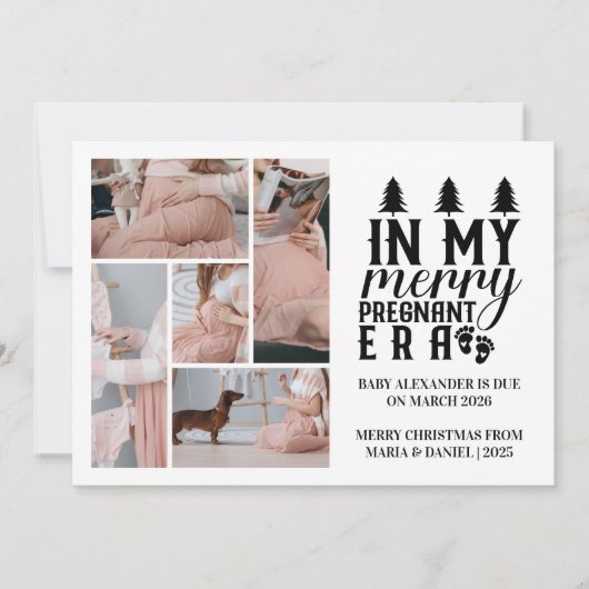 妊娠中のクリスマスメリーの5枚 シーズンカード (正面)