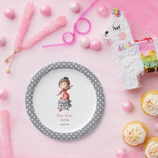 妊娠中のセビラナフラメンコダンサー赤ちゃんシャワー ペーパープレート (パーティー)