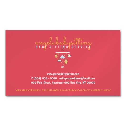 妊娠中のドゥラベビールームデコールハンガー玩具子供部屋 マグネット名刺 (正面)