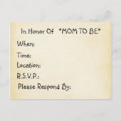 妊娠中のナースベビーシャワー、ベージュ インビテーションポストカード (裏面)