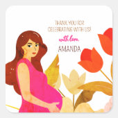 妊娠中のママ赤ちゃんシャワー スクエアシール (正面)