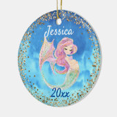 妊娠中のマーメイドのゴールドコンフェッティ セラミックオーナメント (左)