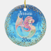 妊娠中のマーメイドのゴールドコンフェッティ セラミックオーナメント (裏面)