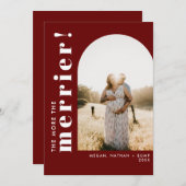 妊娠中のメリーアーチ写真の赤 シーズンカード (正面/裏面)