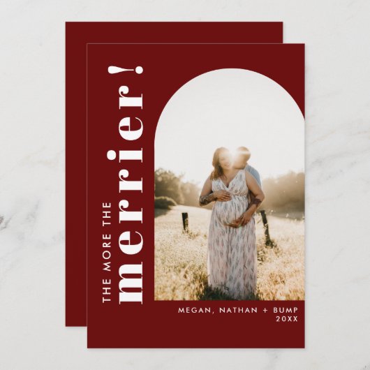 妊娠中のメリーアーチ写真の赤 シーズンカード (正面/裏面)