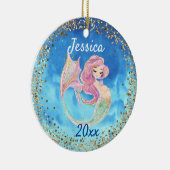 妊娠中の人魚の金ゴールド紙吹雪 セラミックオーナメント (右)