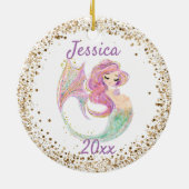 妊娠中の人魚金ゴールド紙吹雪セラミックO セラミックオーナメント (裏面)