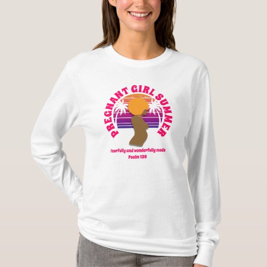 妊娠中の女の子サマーカスタム文字 Tシャツ (正面)