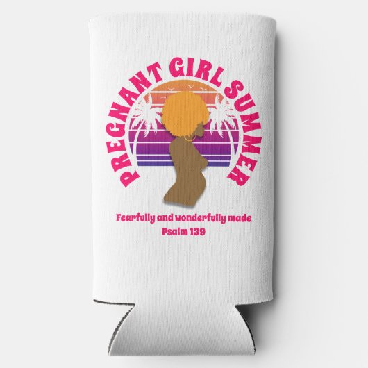 妊娠中の女の子サマークリスチャン聖書聖句 スリム缶クーラー (裏面)