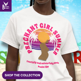 妊娠中の女の子サマークリスチャン聖書聖句 Tシャツ