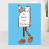 妊娠中の女性の中程度の肌トーン赤ちゃんシャワー カード (正面)