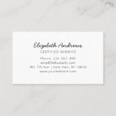 妊娠中の女性の簡単なモダン名刺 名刺 (裏面)